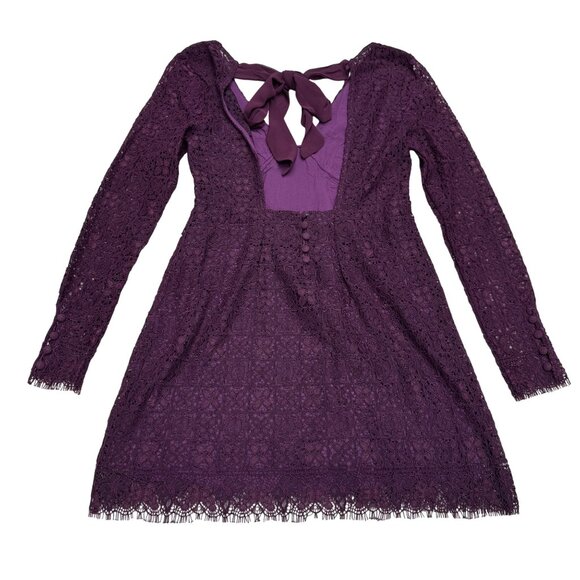 Free People Honey Honey Lace LS Mini Dress Women's Side Zip, Size 2 NWOT - Picture 2 of 9
